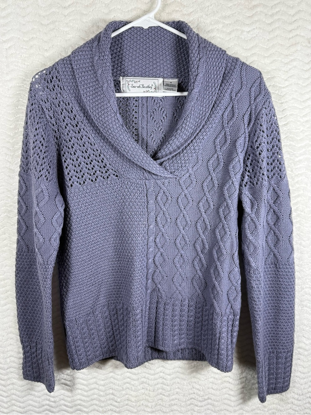 vintage Sarah Bentley knit collar pullover sweater multi-textured patchwork